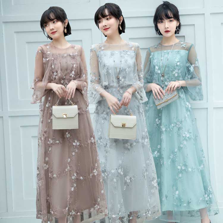 レディース 披露宴 かわいい ロング丈 おしゃれ 二次会 結婚式 可愛い おすすめ 結婚式ドレス 食事会 発表会 パーティードレス 個性的 謝恩会 お洒落 お呼ばれ 大人可愛い 人気 上品 Aライン ドレス レース お嬢様 マキシ ワンピース