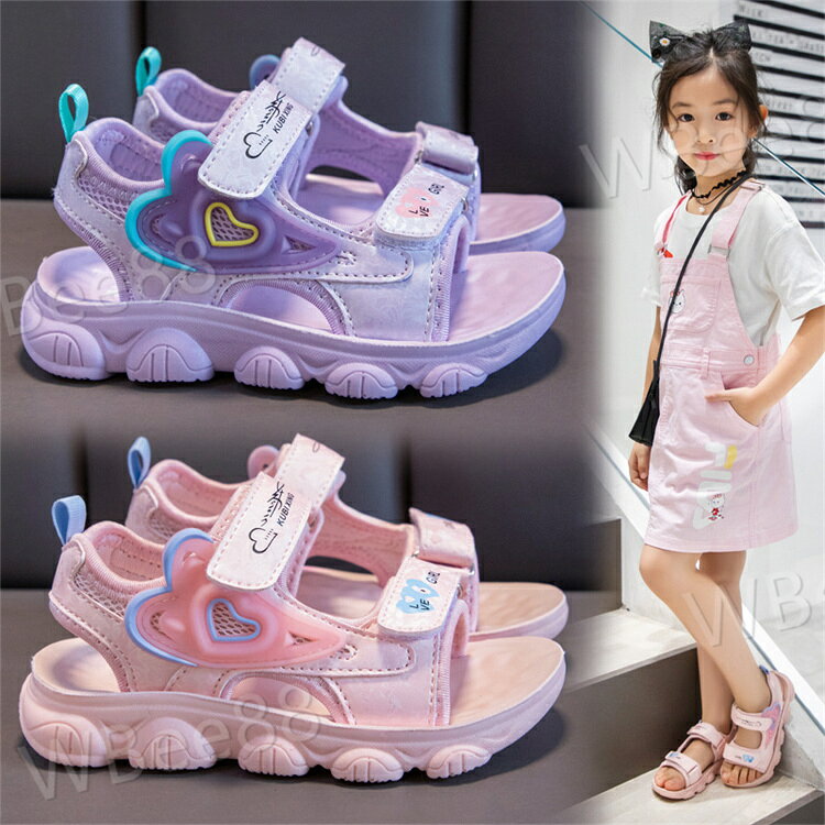 乐天商城 - サンダル 女の子 男の子 スポーツサンダ ピンク パープル おしゃれ アウトドア キッズ 夏 靴 キッズ 通気 キッズ靴 子供靴 キッズサンダル 16.5-22.5