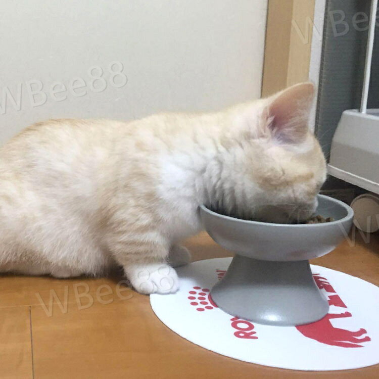 WBee88の2個セット！猫食器 食べやすい 陶器ボウル 脚付フードボウル 高さ 猫 犬 えさ皿 かわいい ペット食器 ねこ 餌入れ 水入れ 犬猫用 給餌器 陶器 食器台 フードボールスタンド 猫皿 電子レンジ・食器洗浄機対応｜アングル2