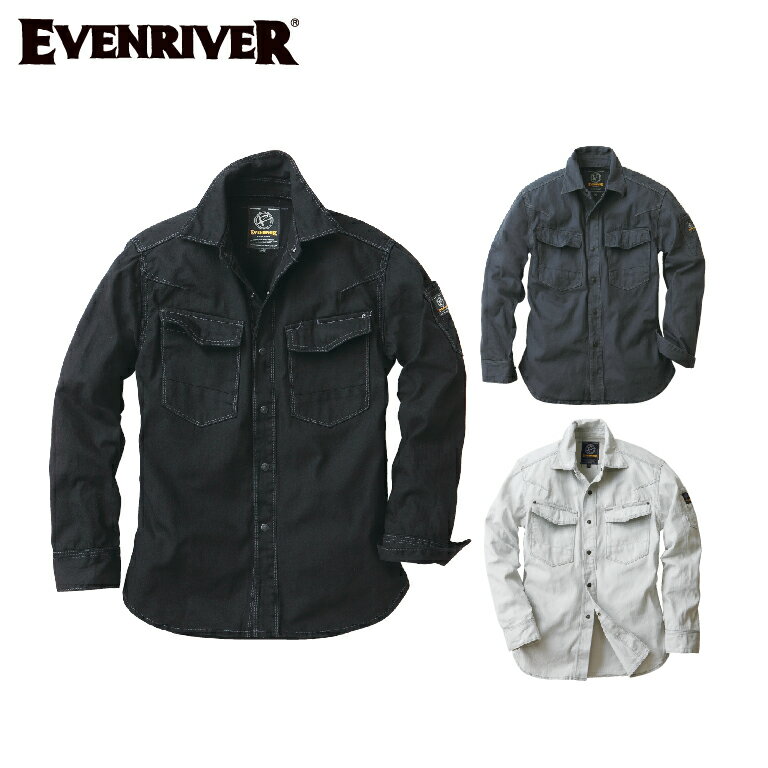 乐天商城 - EVENRIVER US-1106 フィッシャーストライプシャツ 【作業着 作業服 イーブンリバー】