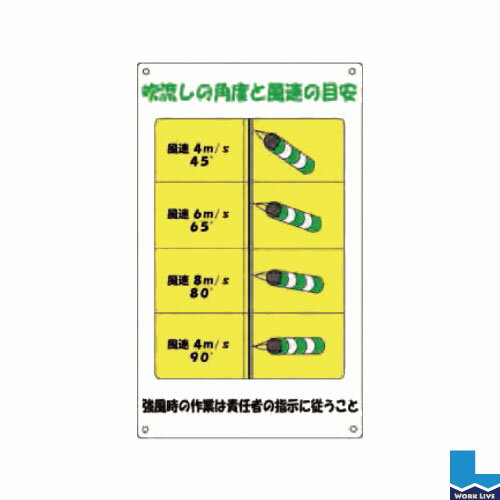 Rakuten - 吹流し標識 500×300mm「吹流しの角度と風速の目安」〈吹き流し 標識 目安〉02P03Dec16