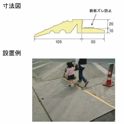 段差スロープエース（敷き鉄板用）155×1500mm直線型　対応鉄板厚：19・22・25mm〈段差スロープA 足場 段差 解消 歩行 自転車 つまずき 防止〉02P03Dec16