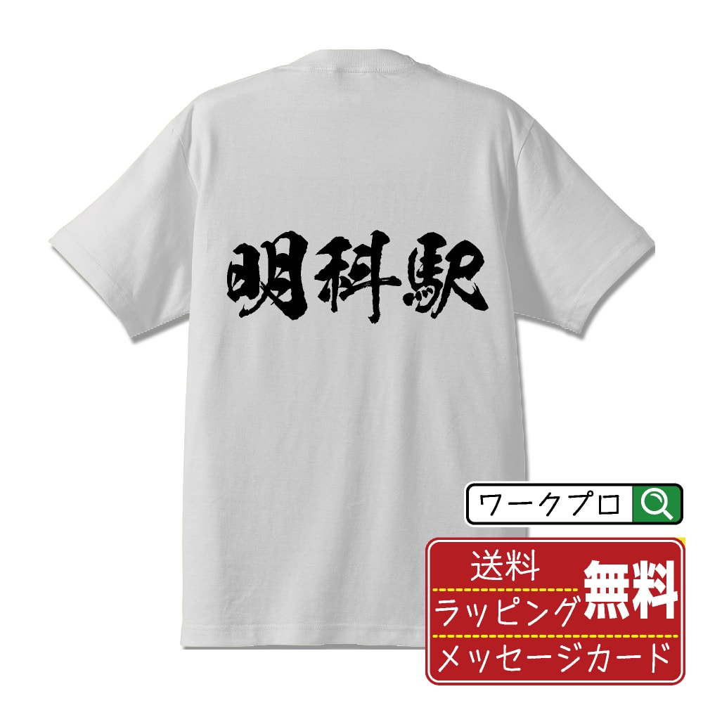 明科駅 (あかしなえき) オリジナル プリント Tシャツ 書