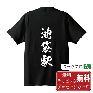 【お買い物マラソン P10倍】 池袋駅 (いけぶくろえき) オリジナル プリント Tシャツ 書道 習字 【 駅名・鉄道 】 メンズ レディース キッズ S M L LL XL XXL 120 130 140 150 G-S G-M G-L 【 名言Tシャツ おもしろtシャツ 父の日 母の日 敬老の日 こどもの日 等 】