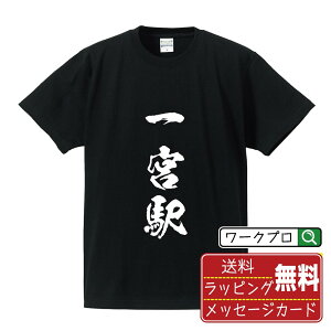 一宮駅 (いちのみやえき) オリジナル プリント Tシャツ 書道 習字 【 駅名・鉄道 】 メンズ レディース キッズ S M L LL XL XXL 120 130 140 150 G-M G-L 【 漢字Tシャツ おもしろtシャツ 誕生日 クリスマス バレンタイン ギフト 等 】