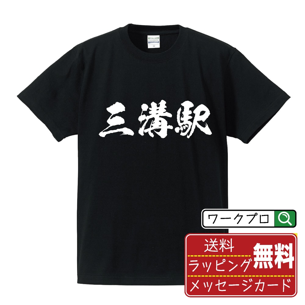 三溝駅 (さみぞえき) オリジナル プリント Tシャツ 書道 習字 【 駅名・鉄道 】 メンズ レディース キッズ S M L LL XL XXL 120 130 140 150 G-S G-M G-L 【 おもしろ Tシャツ 面白いtシャツ 男性 女性 子供 チーム サークル 等 】