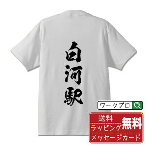 白河駅 (しらかわえき) オリジナル プリント Tシャツ 書道 習字 【 駅名・鉄道 】 メンズ レディース キッズ S M L LL XL XXL 120 130 140 150 G-M G-L 【 格言Tシャツ おもしろtシャツ ポイント消化 卒業記念 サプライズ 等 】