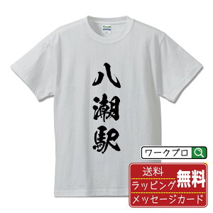 八潮駅 (やしおえき) オリジナル プリント Tシャツ 書道 習字 【 駅名・鉄道 】 メンズ レディース キッズ S M L LL XL XXL 120 130 140 150 G-M G-L 【 文字Tシャツ おもしろtシャツ 誕生日 記念日 特別な日 プレゼント 等 】