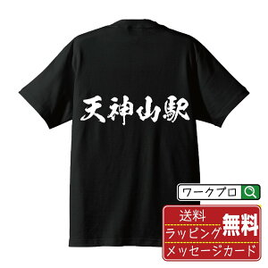 天神山駅 (てんじんやまえき) オリジナル プリント Tシャツ 書道 習字 【 駅名・鉄道 】 メンズ レディース キッズ S M L LL XL XXL 120 130 140 150 G-M G-L 【 文字Tシャツ おもしろtシャツ 誕生日 記念日 特別な日 プレゼント 等 】