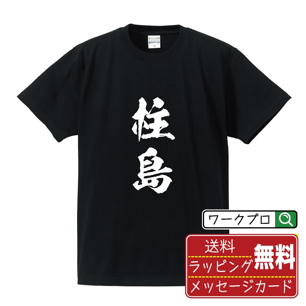 柱島 書道Tシャツ 半袖 名入れ対応可 漢字 習字 書道家が書き上げた 筆文字プリント 【 地名 】 メンズ レディース キッズ 大きいサイズ S-XXL 120-150｜ギフト 家族 おそろい コーデ
