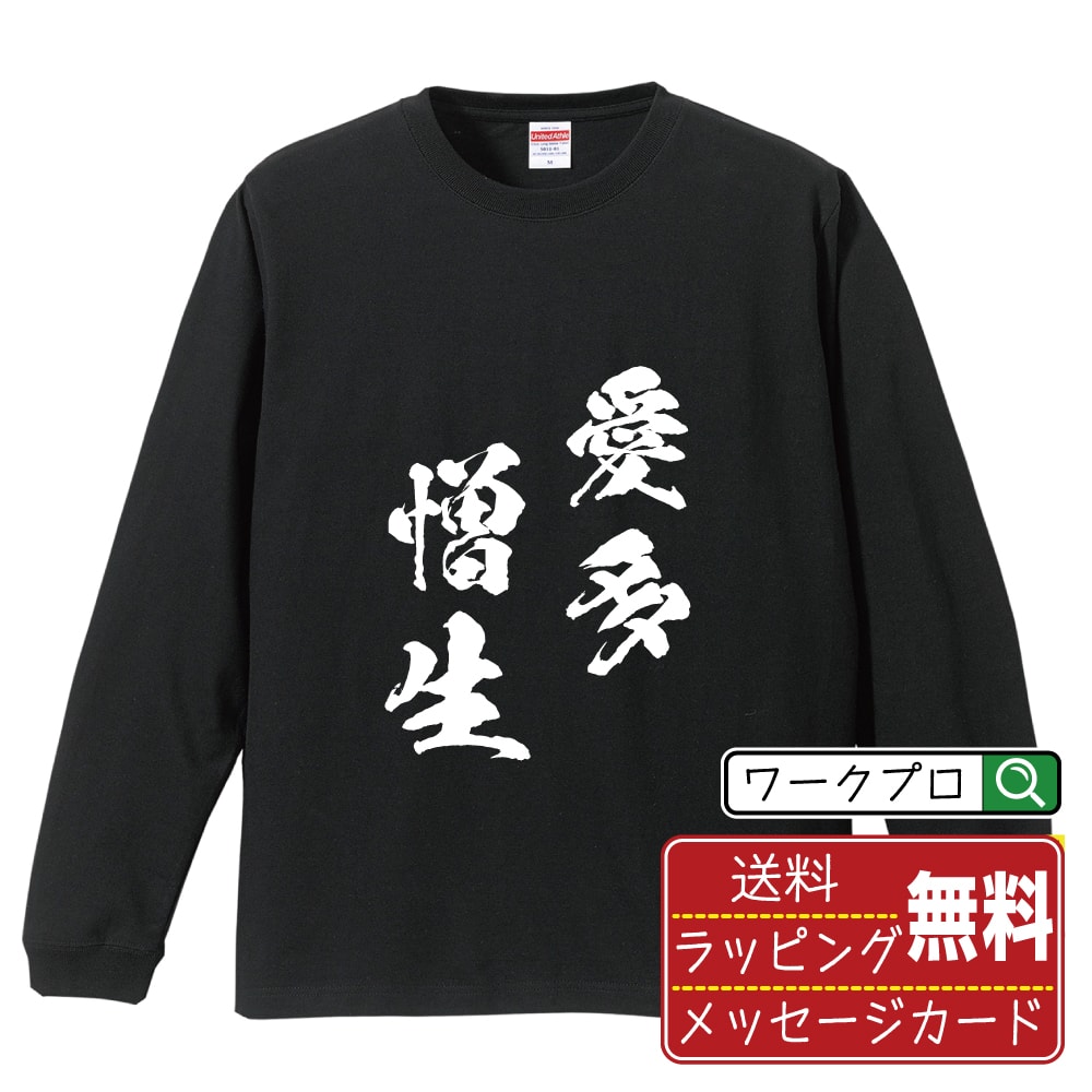 愛多憎生 (あいたぞうせい) 書道Tシャツ 長袖 ロンT 名入れ対応可 漢字 習字 書道家が書き上げた 筆文字プリント 【 四字熟語 】 メンズ レディース キッズ 大きいサイズ XS-XXL｜ギフト 母の日 人気 プレゼント