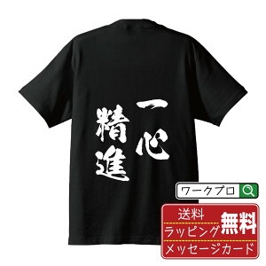 一心精進 (いっしんしょうじん) Tシャツ 半袖 書道家が書き上げた 筆文字プリント 【 四字熟語 】 メンズ レディース キッズ S M L LL XL XXL 120 130 140 150 G-M G-L|ギフト 送別会 お祝い 贈答用