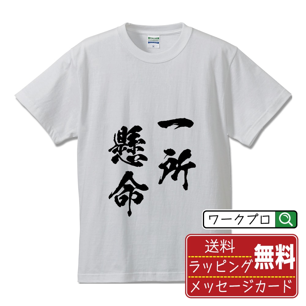 樂天商城 - 一所懸命 (いっしょけんめい) 書道Tシャツ 半袖 名入れ対応可 漢字 習字 書道家が書き上げた 筆文字プリント 【 四字熟語 】 メンズ レディース キッズ 大きいサイズ S-XXL 120-150｜ギフト 名入れ対応 誕生日 記念日