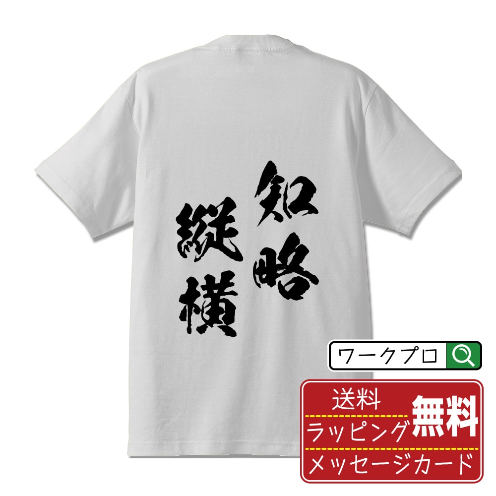 知略縦横 (ちりゃくじゅうおう) 書道Tシャツ 半袖 名入れ対応可 漢字 習字 書道家が書き上げた 筆文字プリント 【 四字熟語 】 メンズ レディース キッズ 大きいサイズ S-XXL 120-150｜ギフト 卒業 祝い 記念品