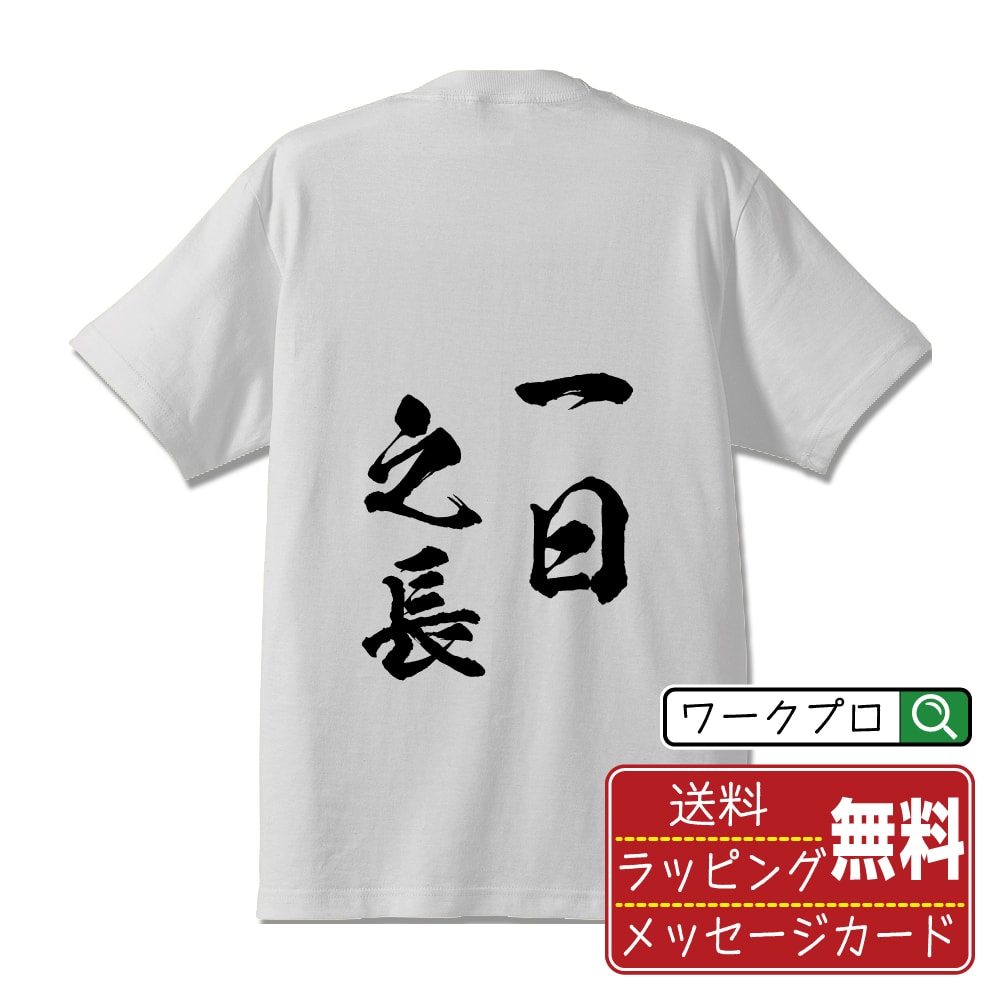 一日之長 (いちじつのちょう) Tシャツ 半袖 書道家が書き上げた 筆文字プリント 漢字 習字 【 四字熟語 】 メンズ レディース キッズ 大きいサイズ S M L LL XL XXL 120 130 140 150 G-M G-L｜ギフト 名入れ対応 誕生日 記念日