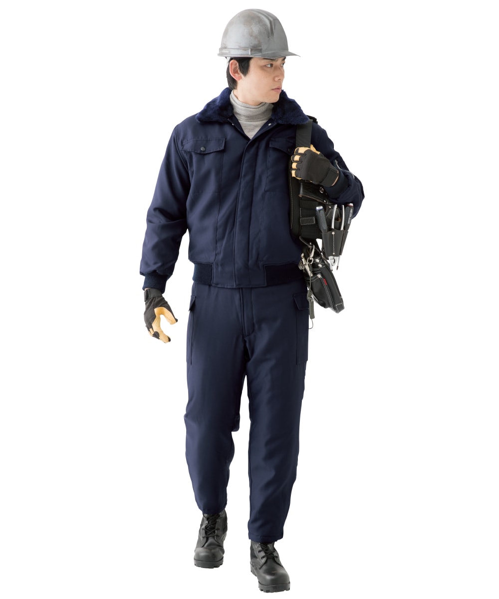 【2点送料無料】 ジーベック 中綿 防寒 ジャンパー 421 キルティング仕立て 脱着式襟ボア 秋冬用 作業着 作業服 防寒着 防寒服 M L LL