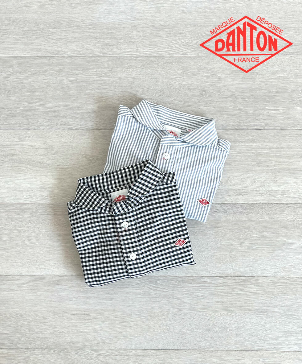 DANTON Women's Oxford Round Collar Pullover Shirt Pattern ダントン 定番 丸襟コットンオックスプルオーバーシャツ ストライプ ギンガムチェック
