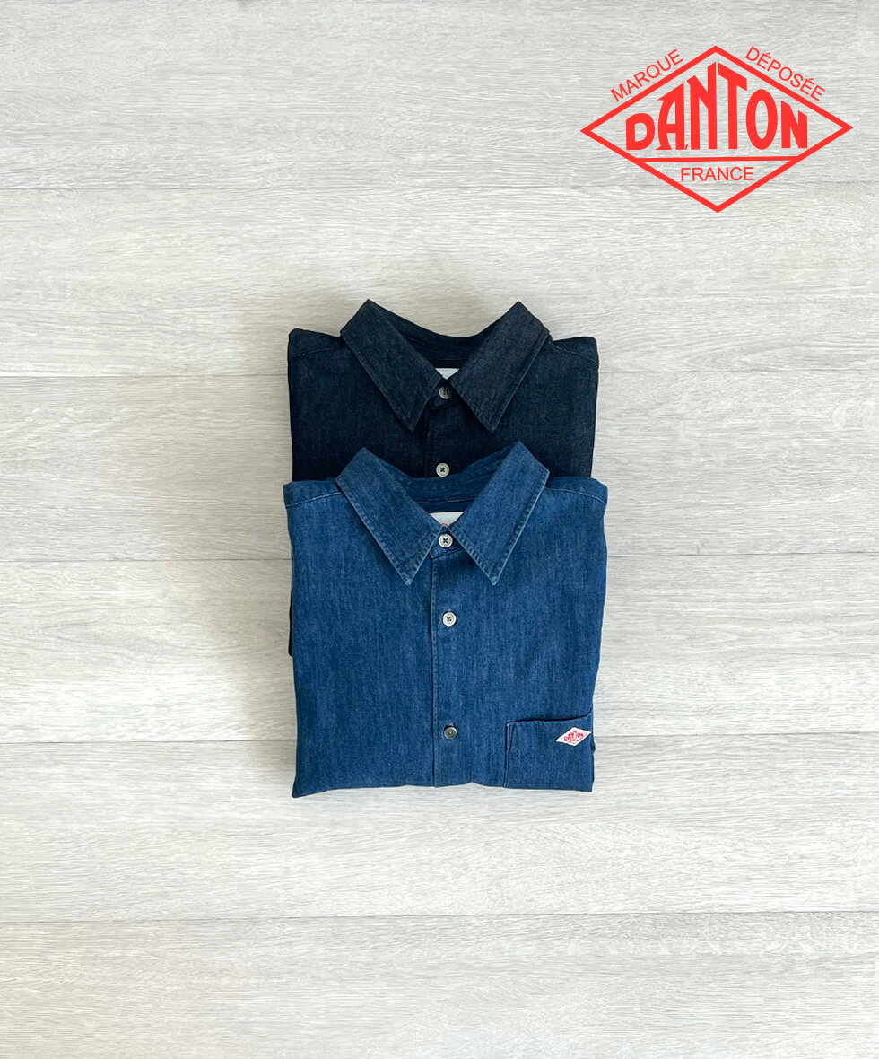 Rakuten - 【送料無料】【正規取扱店】DANTON ダントン Women's Denim Dungaree Classic Collar Shirt レディース デニムダンガリー クラシックカラーシャツ 長袖 レギュラーカラー 6ozデニム 羽織り シンプル カジュアル