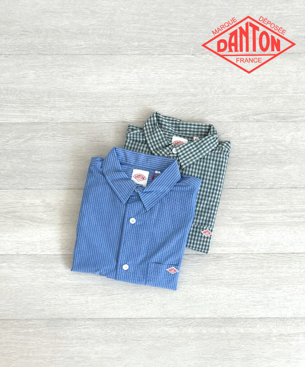Rakuten - DANTON Men's Work Shirt ダントン メンズ ワークシャツ ワイドシルエット ストライプ チェック ポプリン 長袖シャツ シームポケット付き