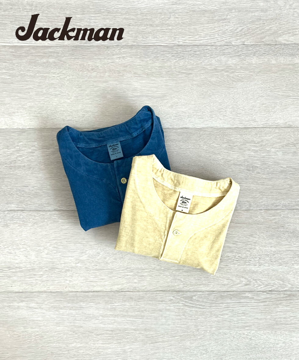 Jackman Pigment-Dye Henleyneck T-Shirt ジャックマン ヘンリーネックTシャツ メンズ ピグメントダイ 半袖Tシャツ 米綿 空紡糸 天竺素材 日本製 春 夏