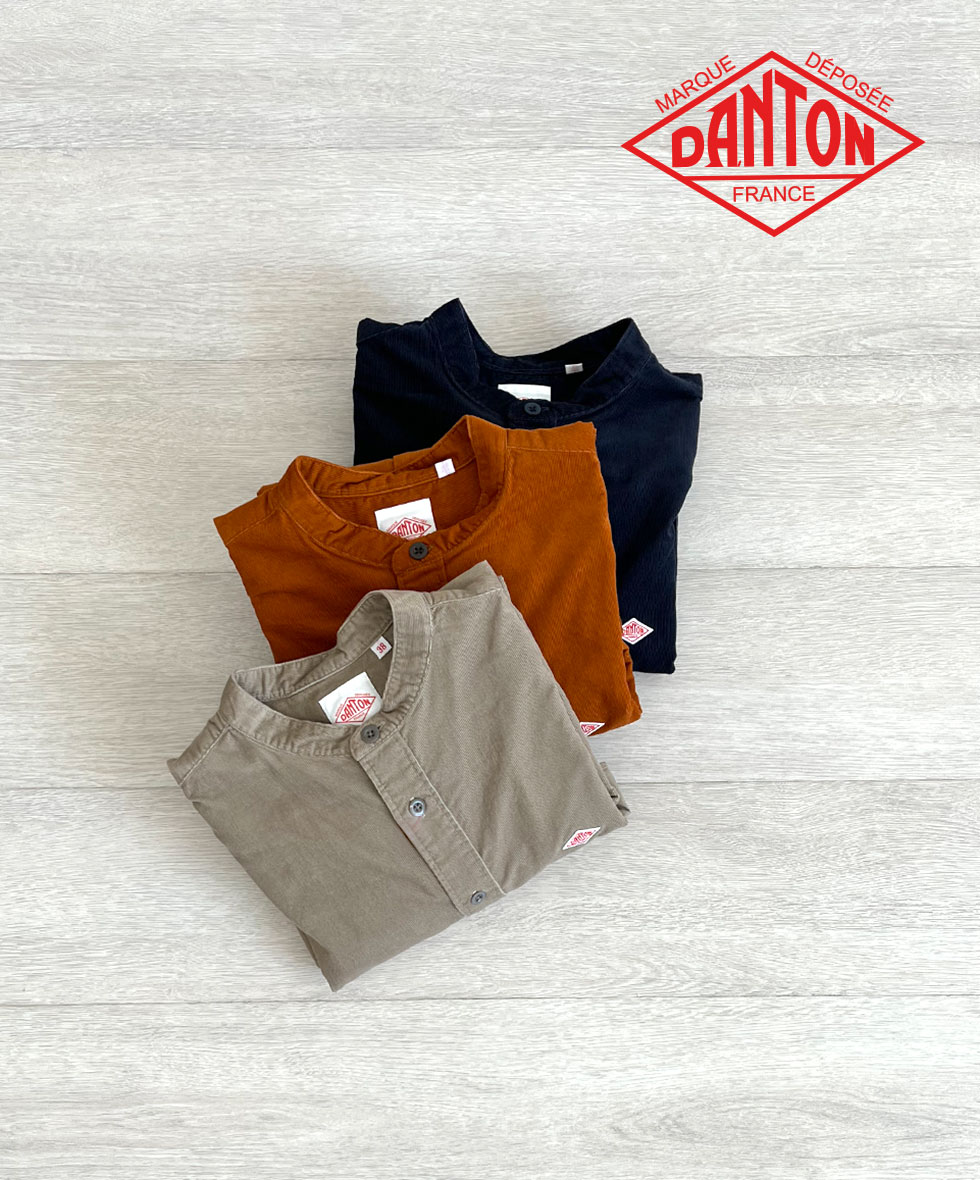 Rakuten - DANTON MEN'S CORDUROY BAND COLLAR SHIRT ダントン メンズ コーデュロイ バンドカラーシャツ 2025AW メンズシャツ