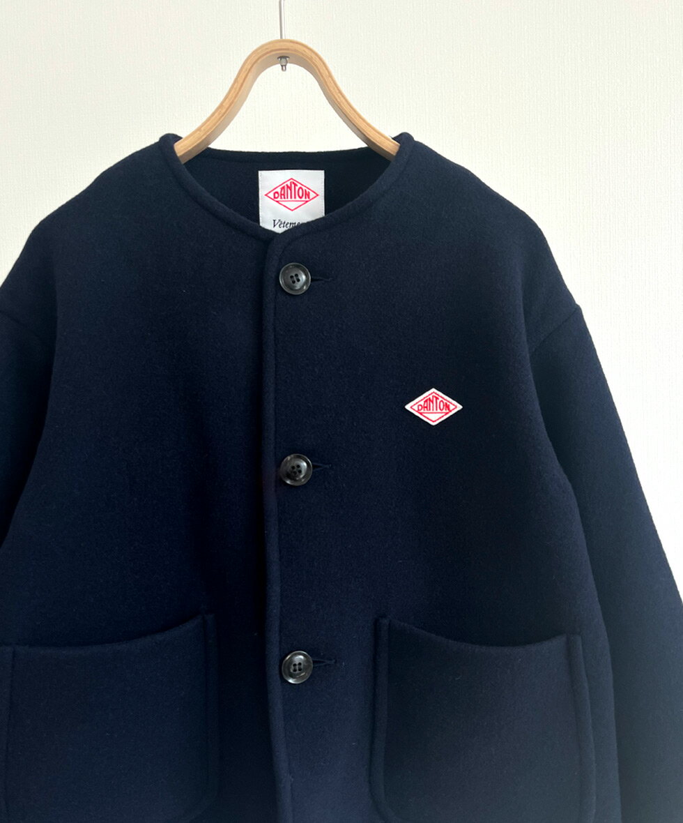 【たかちゃん様】DANTON ライトパイル カラーレス ウールコート　グレー Bshop｜DANTON | ウールライトパイル カラーレスジャケット WOMEN