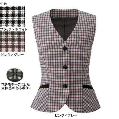 事務服・制服・オフィスウェア ヌーヴォ FV35818 ベスト 9号・ピンク×グレー3