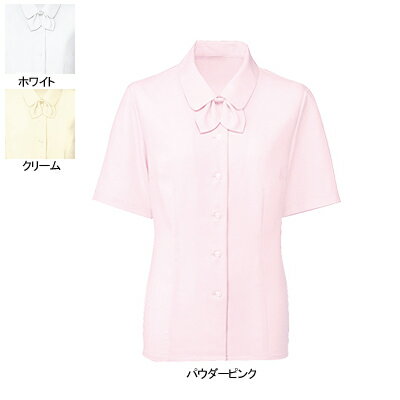 事務服・制服・オフィスウェア ヌーヴォ FB7088 ブラウス/リボン付(半袖) 11号・パウダーピンク7