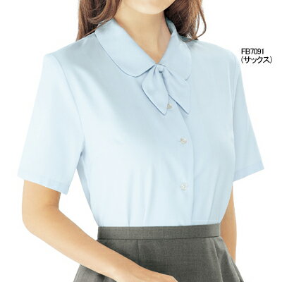 事務服・制服・オフィスウェア ヌーヴォ FB7091 ブラウス/リボン2つ付（半袖） 15号・ホワイト1