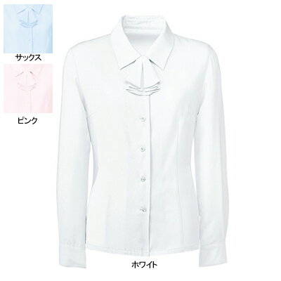 事務服・制服・オフィスウェア ヌーヴォ FB7546 ブラウス/リボン付(長袖) 17号・ホワイト1