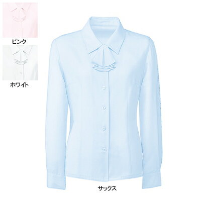 事務服・制服・オフィスウェア ヌーヴォ FB7546 ブラウス/リボン付(長袖) 7号・サックス2 事務服・制服・オフィスウェア ヌーヴォ FB7546 ブラウス/リボン付(長袖) 7号・サックス2