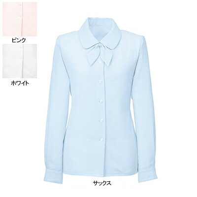 事務服・制服・オフィスウェア ヌーヴォ SB7504 ブラウス/リボン付(長袖) 19号・サックス2