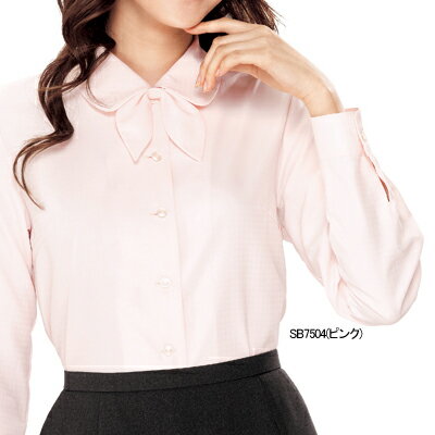 事務服・制服・オフィスウェア ヌーヴォ SB7504 ブラウス/リボン付（長袖） 17号・ピンク3