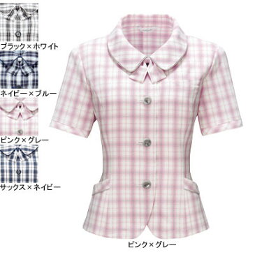 事務服・制服・オフィスウェア ピエ L5700-38 オーバーブラウス 15号・ピンク×グレー