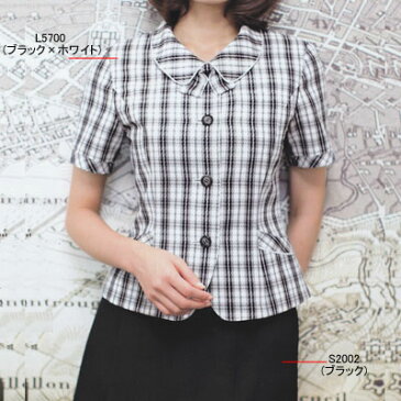 事務服・制服・オフィスウェア ピエ L5700-38 オーバーブラウス 15号・ピンク×グレー