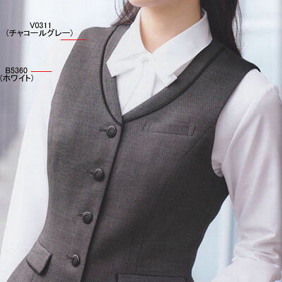 作業服・空調服・防寒着キンショウの事務服・制服・オフィスウェア ピエ V0311-97 ベスト(4ツボタン) 9号・チャコールグレー｜アングル2