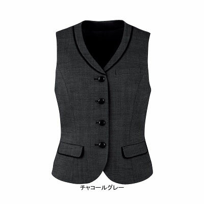 事務服・制服・オフィスウェア ピエ V0311-97 ベスト(4ツボタン) 13号・チャコールグレー