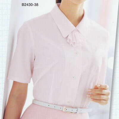 事務服・制服・オフィスウェア ピエ B2430-38 半袖ブラウス 17号〜19号