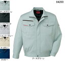 商品説明●関連商品※84204ストレッチ長袖シャツ※84214ストレッチ半袖シャツ※84201ストレッチツータックパンツ※84202ストレッチツータックカーゴパンツ●春夏用●素材：スーパーソフトバーバリー●混率：綿100％●サイズ：S(胸囲/112、肩幅/47、袖丈/53、着丈/62)、M(胸囲/116、肩幅/49、袖丈/55、着丈/64)、L(胸囲/120、肩幅/51、袖丈/57、着丈/66)、LL(胸囲/124、肩幅/53、袖丈/59、着丈/68)、XL(胸囲/128、肩幅/55、袖丈/59、着丈/70)、4L(胸囲/132、肩幅/57、袖丈/60、着丈/70)、5L(胸囲/140、肩幅/61、袖丈/60、着丈/72)●カラー：ネイビー、アイボリー、アースグリーン、シルバーグレー、シックブラック商品仕様●機能性、素材、デザイン、価格。さまざまなニーズにお応えできるワークウエア。ワーカーの快適な作業をバックアップします。●強く、カッコよく、カジュアルに着こなす。綿100％のデリケートな質感が生み出す優しい着心地。スーパーソフト加工は一般的な綿100％商品と比較すると縮みにくく、シワになりにくい優れたイージーケア性とソフトな風合いを実現。