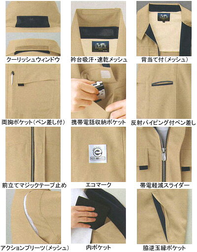 作業着 作業服 コーコス A-3360 エコ・製品制電 半袖ブルゾン SS・シルバー3[作業...
