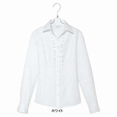 事務服・制服・オフィスウェア ピエ B2721-01 長袖ブラウス 9号・ホワイト 事務服・制服・オフィスウェア ピエ B2721-01 長袖ブラウス 9号・ホワイト