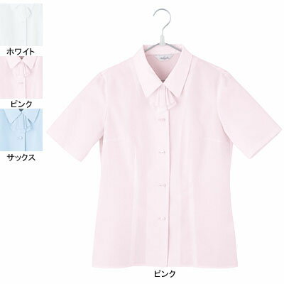 事務服・制服・オフィスウェア ピエ B2430-38 半袖ブラウス 9号・ピンク 事務服・制服・オフィスウェア ピエ B2430-38 半袖ブラウス 9号・ピンク