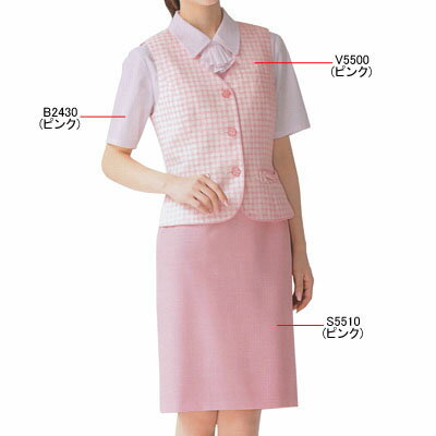 事務服・制服・オフィスウェア ピエ B2430-38 半袖ブラウス 13号・ピンク