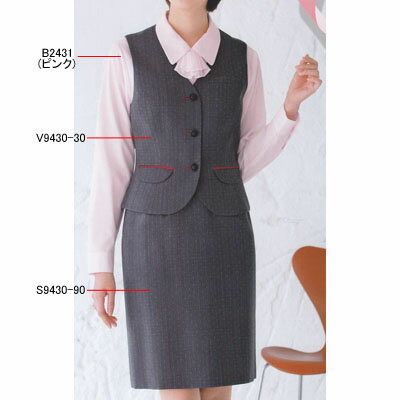 事務服・制服・オフィスウェア ピエ B2431-01 長袖ブラウス 19号・ホワイト