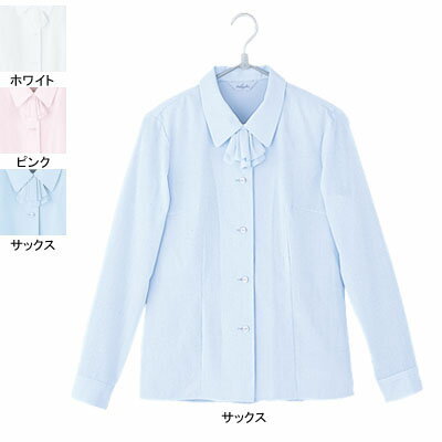 事務服・制服・オフィスウェア ピエ B2431-20 長袖ブラウス 11号・サックス