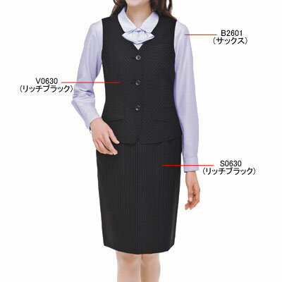 事務服・制服・オフィスウェア ピエ B2601-20 長袖ブラウス 11号・サックス