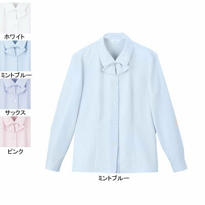 事務服・制服・オフィスウェア ピエ B2601-25 長袖ブラウス 19号・ミントブルー