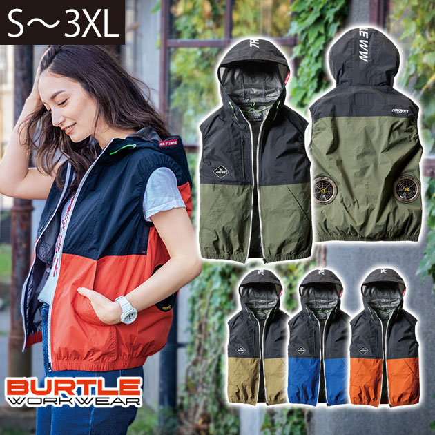 バートル 空調作業服 ベスト 2021 新作 作業着 作業服 おしゃれ / S～XXL BURTLE バートル 空調作業服 エアークラフトパーカーベスト ユニセックス AC1084