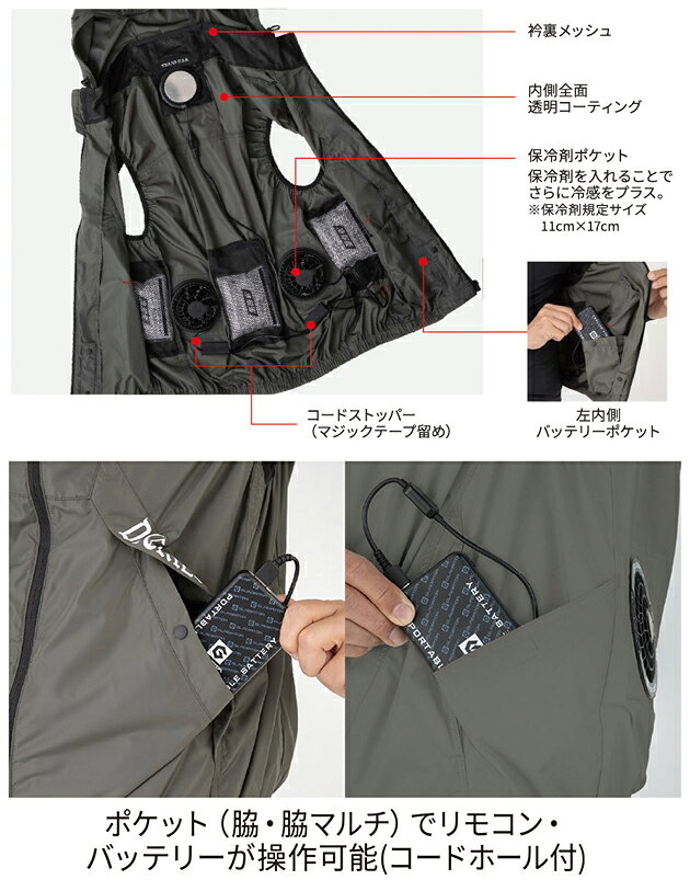 Dickies ディッキーズ 空調作業服 作業着 ボルトクール 半袖ブルゾン(ペルチェ ネ...