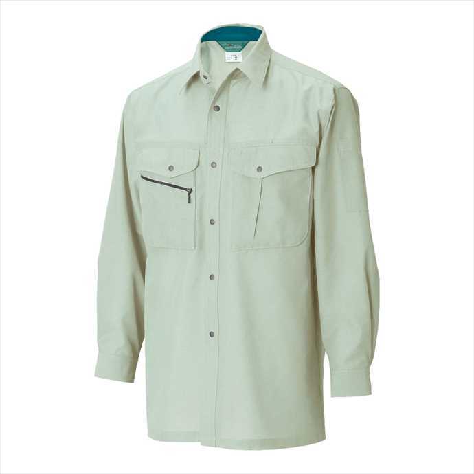 Long-Sleeved - TS DESIGN (TSデザイン) 長袖シャツ アースグリーン 7105 2002 作業服 ユニフォーム TOP SHALETON